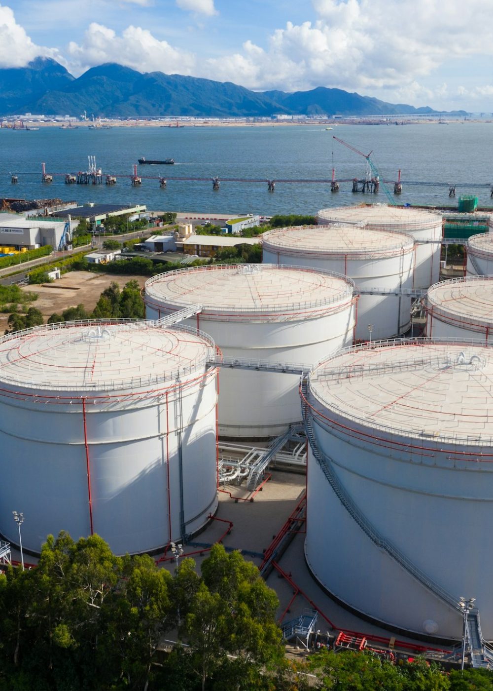 Tuen Mun, Hong Kong 19 July 2020: Coal fired power plant with oil tank in Hong Kong